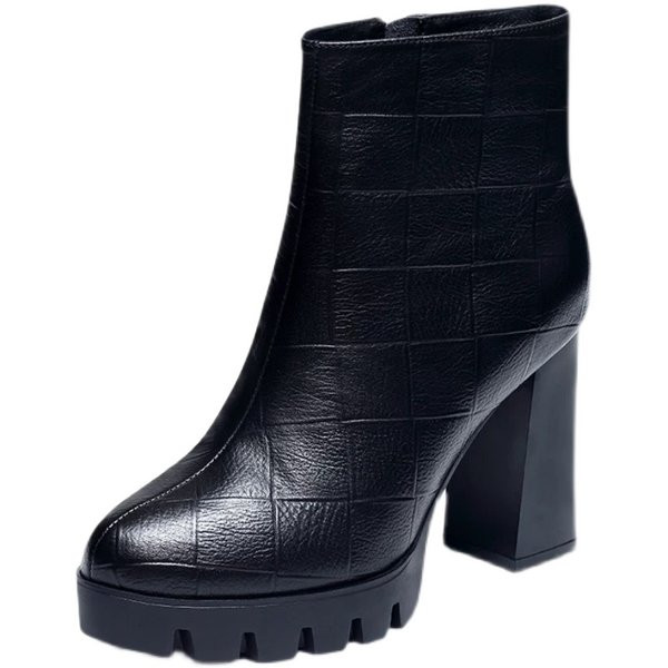 Ženske zimske čizme s visokom debelom petom i grubim potplatom