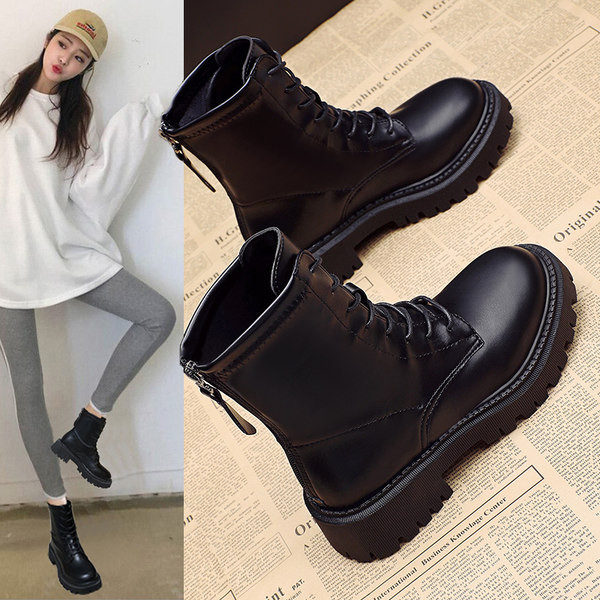 Običan model ženskih čizama od umjetne kože s patentnim zatvaračem