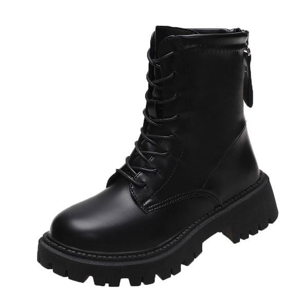 Običan model ženskih čizama od umjetne kože s patentnim zatvaračem