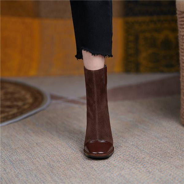 Moderne ženske čizme s patentnim zatvaračem i debelom petom 7 cm