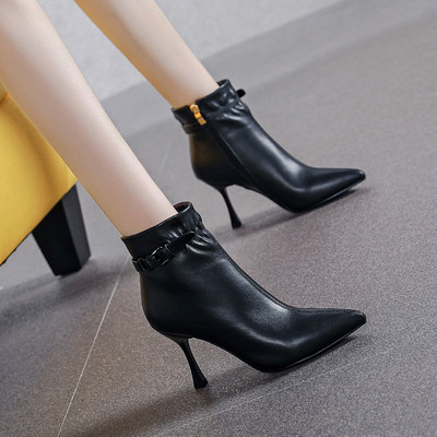 Ženske kožne čizme na kopču - model u špic i peta 10 cm