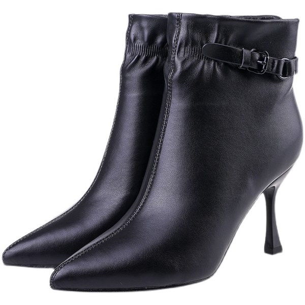 Ženske kožne čizme na kopču - model u špic i peta 10 cm