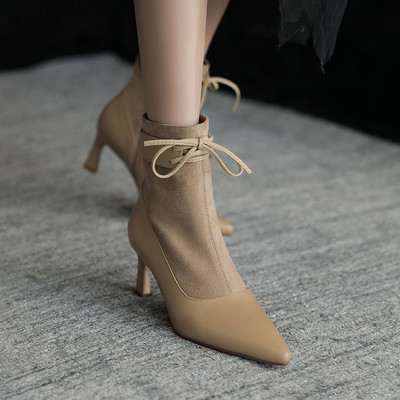 Ženske antilop cipele s visokom petom 7 cm i vezicama