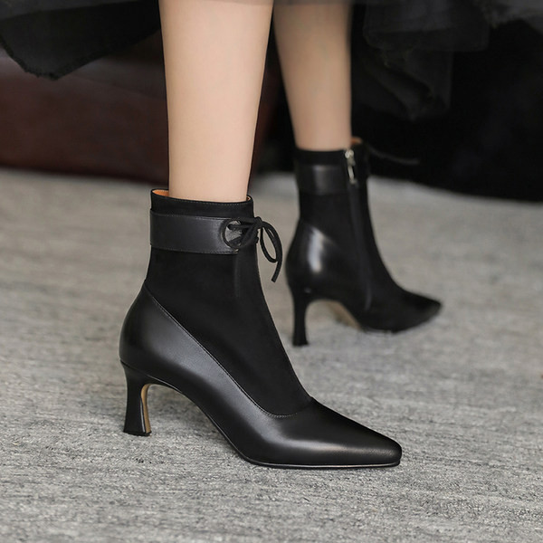 Ženske antilop cipele s visokom petom 7 cm i vezicama