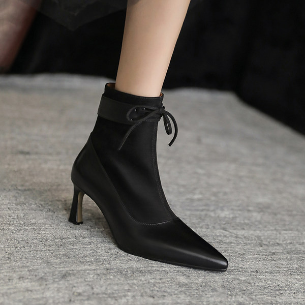 Ženske antilop cipele s visokom petom 7 cm i vezicama