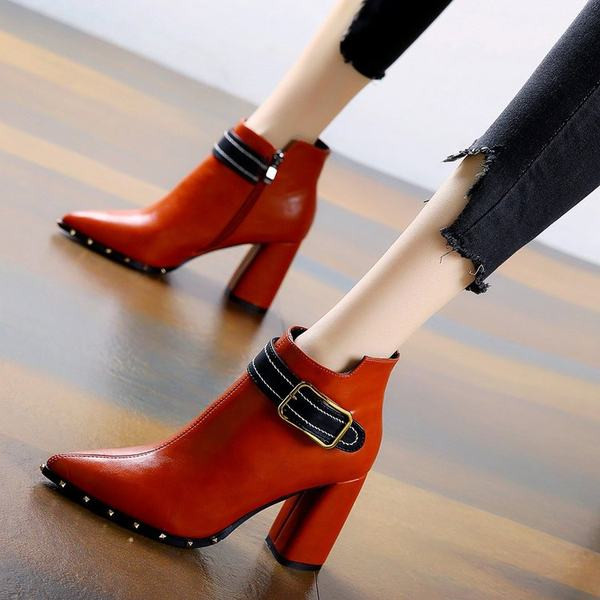 Moderne ženske čizme od eko kože sa debelom petom 9 cm