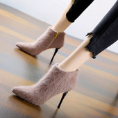 Ženske moderne puhove čizme s tankom petom od 10 cm