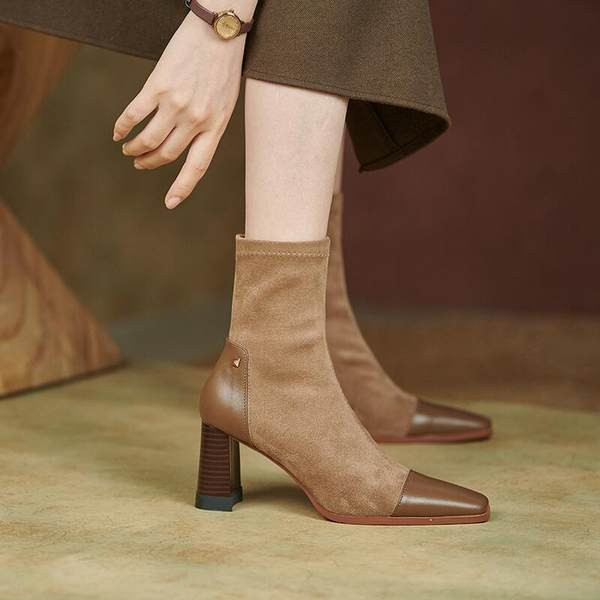 Ženske čizme od eko brušene kože debljine 7 cm