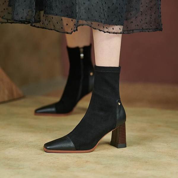 Ženske čizme od eko brušene kože debljine 7 cm