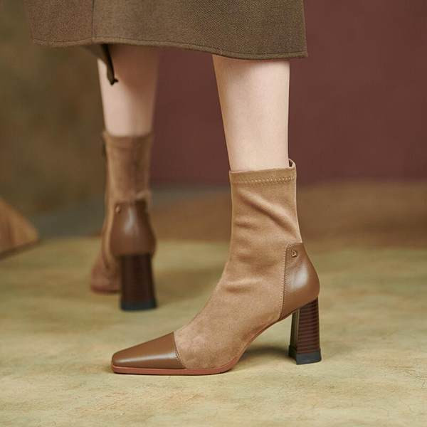 Ženske čizme od eko brušene kože debljine 7 cm