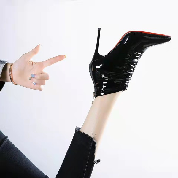 Čiste ženske čizme s visokom petom 9 cm i kopčanjem na zip