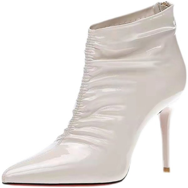 Čiste ženske čizme s visokom petom 9 cm i kopčanjem na zip