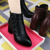 Ženske čizme sa debelom petom od eko kože u dvije boje