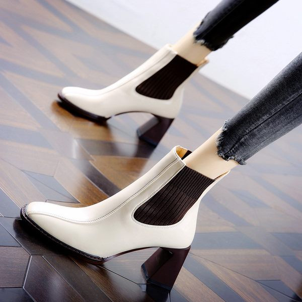 Ženske ležerne kožne čizme na petu debljine 7 cm