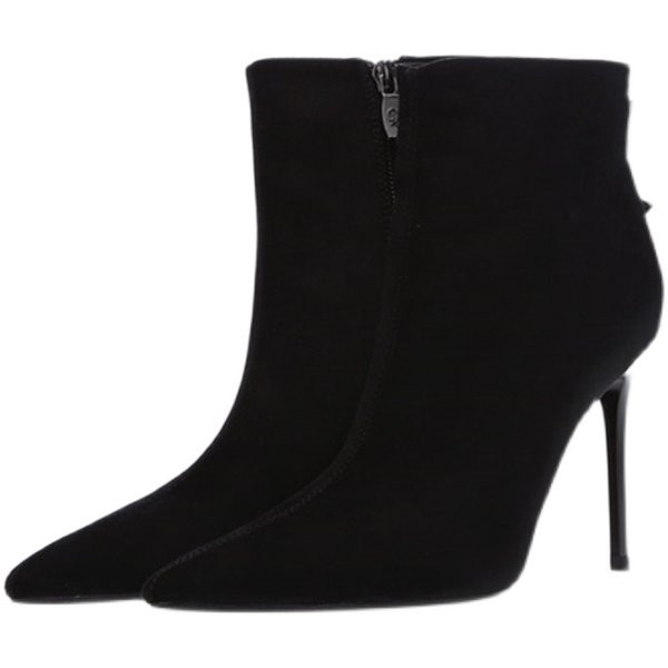 Ženske čizme od eko brušene kože u crnoj boji