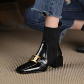 Ženske čizme s metalnim elementom i niskom petom od 4 cm