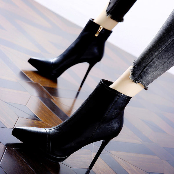 Ženske kožne cipele na špic na visoku petu 11 cm