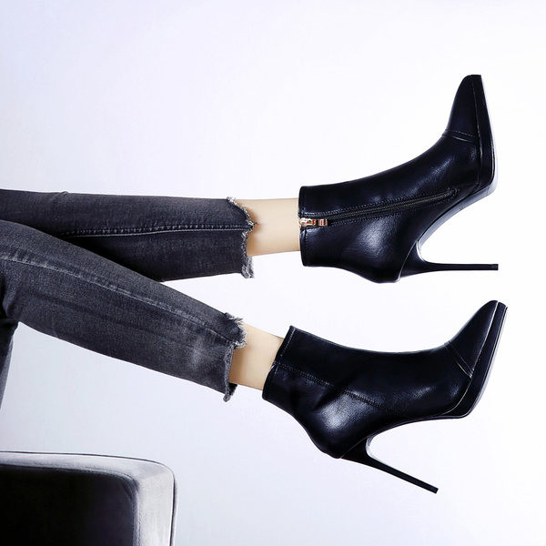 Ženske kožne cipele na špic na visoku petu 11 cm