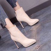 Elegantne ženske čizme od eko kože na tanku petu 10,5 cm