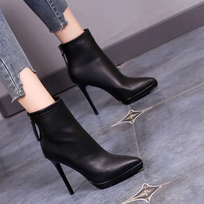 Elegantne ženske čizme od eko kože na tanku petu 10,5 cm