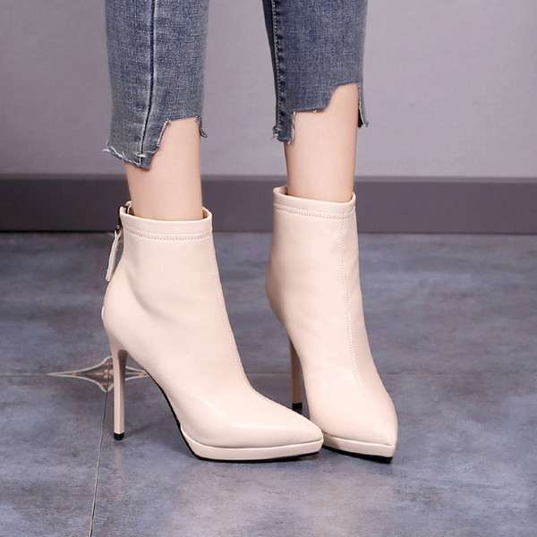 Elegantne ženske čizme od eko kože na tanku petu 10,5 cm