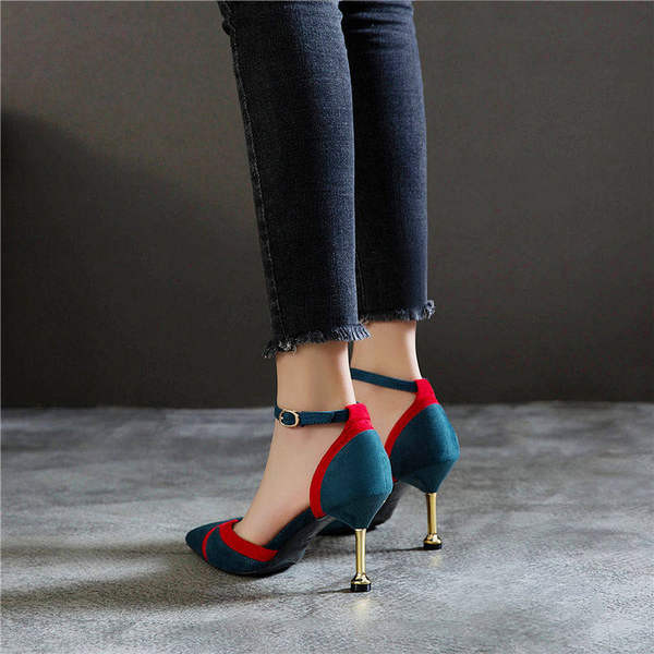 Moderne ženske cipele od eko brušene kože sa petom od 7,6 cm