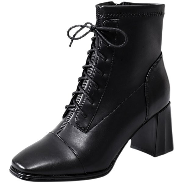 Ženske čizme s vezicama i petom debljine 7 cm