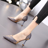 Ženske sandale od tekstila na tanku petu