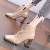 Ženske čizme od eko kože na visoku petu 8,5 cm