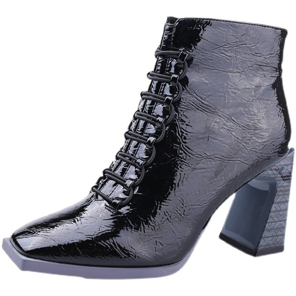 Ženske čizme od eko kože na visoku petu 8,5 cm