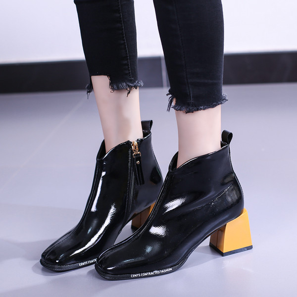 Ženske kožne čizme s niskom petom debljine 6 cm