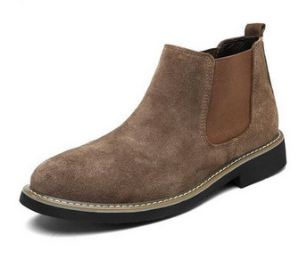 Elegantne muške čizme od eko brušene kože s ravnim potplatom