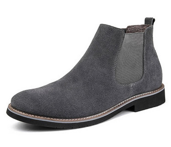 Elegantne muške čizme od eko brušene kože s ravnim potplatom