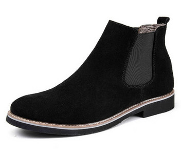 Elegantne muške čizme od eko brušene kože s ravnim potplatom