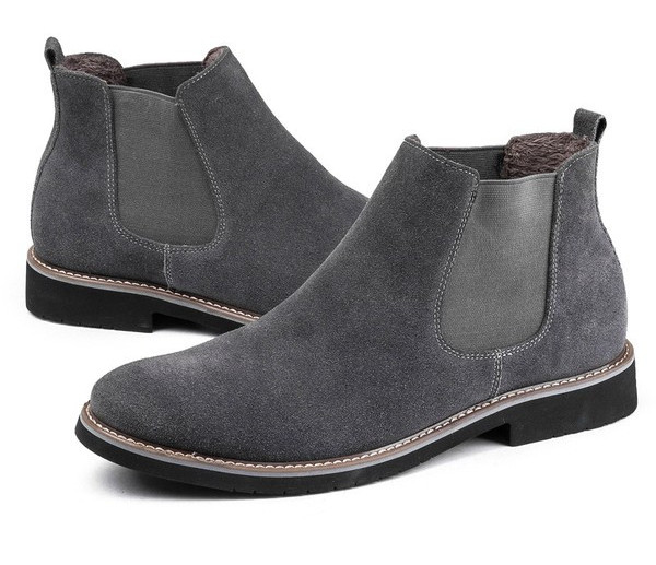 Elegantne muške čizme od eko brušene kože s ravnim potplatom