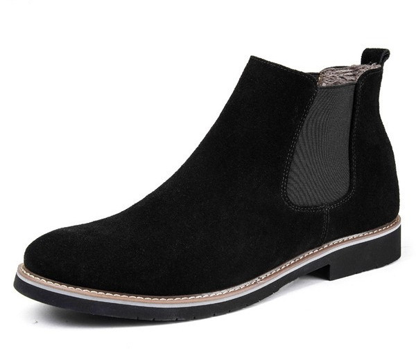 Elegantne muške čizme od eko brušene kože s ravnim potplatom