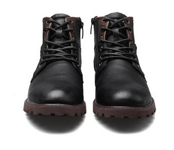 Elegantne muške kožne čizme s vezicama i patentnim zatvaračem