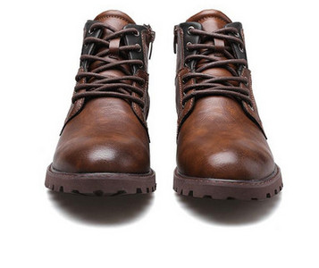 Elegantne muške kožne čizme s vezicama i patentnim zatvaračem