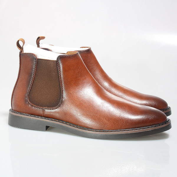 Мъжки кожени боти с равна  подметка