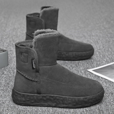 Мъжки боти с дебела кадифена подплата и висока подметка