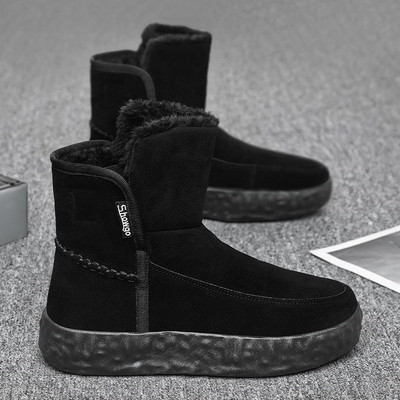 Мъжки боти с дебела кадифена подплата и висока подметка