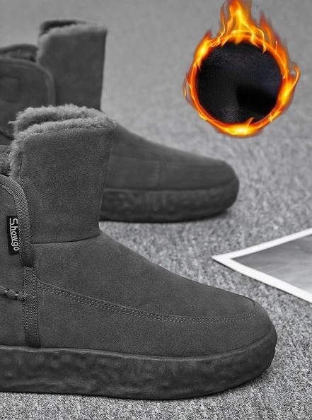 Мъжки боти с дебела кадифена подплата и висока подметка 