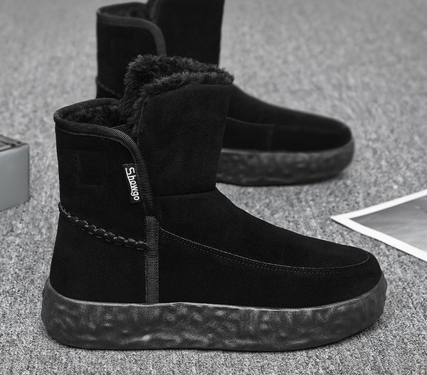 Мъжки боти с дебела кадифена подплата и висока подметка 