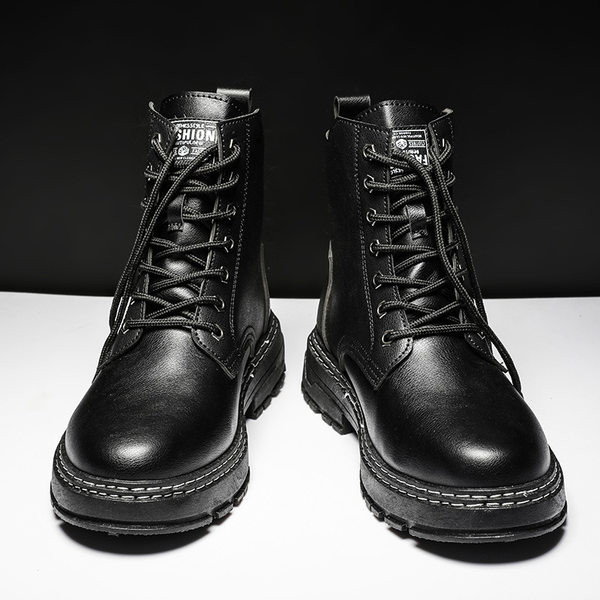 Moderne muške kožne čizme u crnoj boji