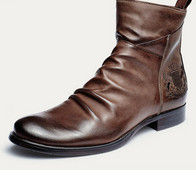 Meeste ümmargused tikandiga kunstnahast saapad