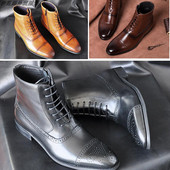 Muške čizme od eko kože sa patentnim zatvaračem i vezicama