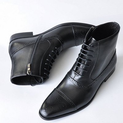 Muške čizme od eko kože sa patentnim zatvaračem i vezicama