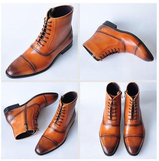 Muške čizme od eko kože sa patentnim zatvaračem i vezicama