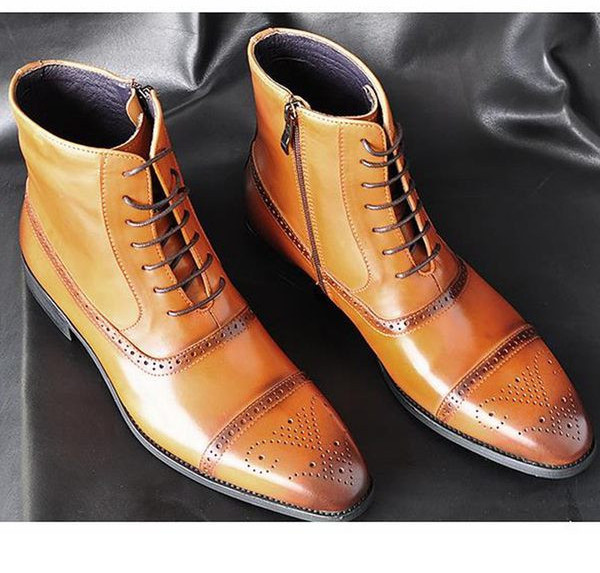 Muške čizme od eko kože sa patentnim zatvaračem i vezicama