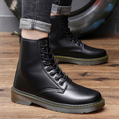 Muške elegantne čizme s vezicama i ravnim potplatom od eko kože